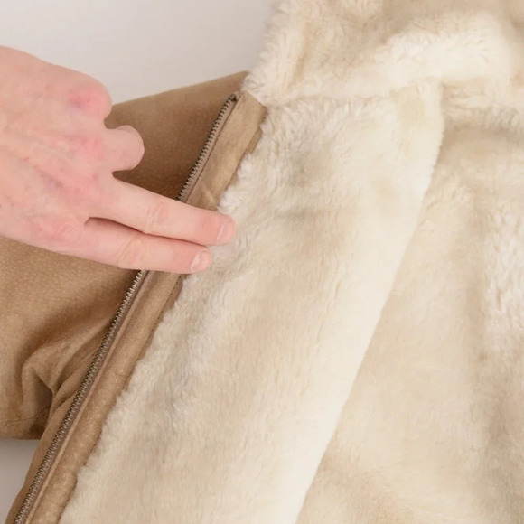 St. John Bay Beige Washable  Suede Aviator Jacket with Hood SM - Picture 16 of 16